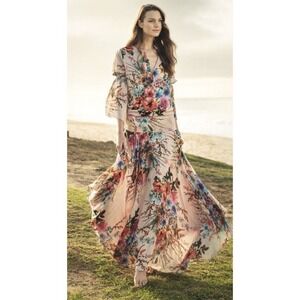 Eywasouls Malibu Claire Floral Maxi Dress Womens Size XS/S Long Sleeve $495